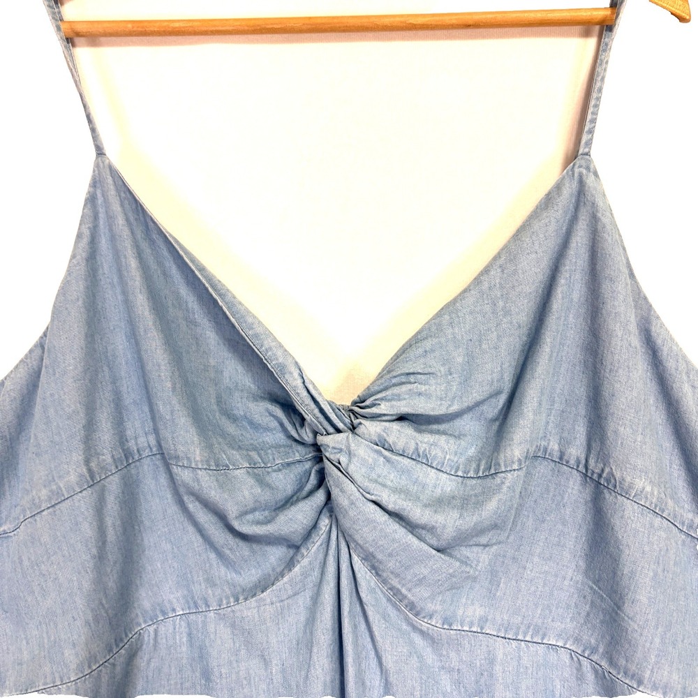 NWT Old Navy Womens Twist-Front Smocked Chambray Cami Sz XXL Blue Boho Festival - Picture 3 of 8